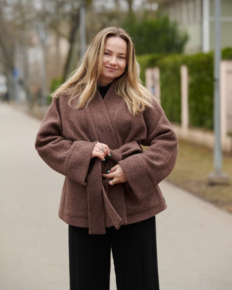 Pruun villabukleest jakk All Wrapped Up