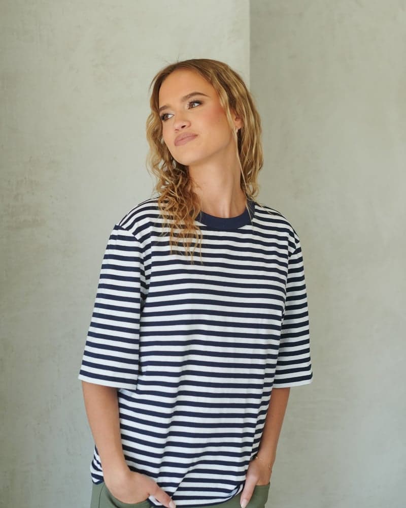 So Basic T-Shirt in White-Navy Stripes