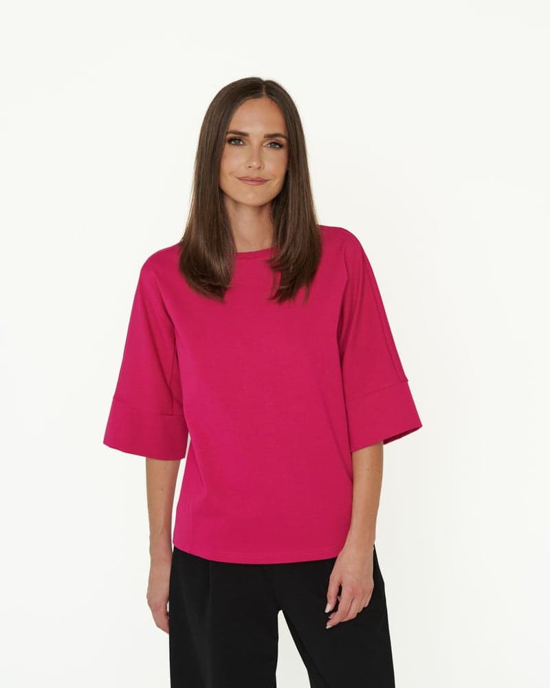 Smooth Moves Sweater-Blouse in Fuchsia
