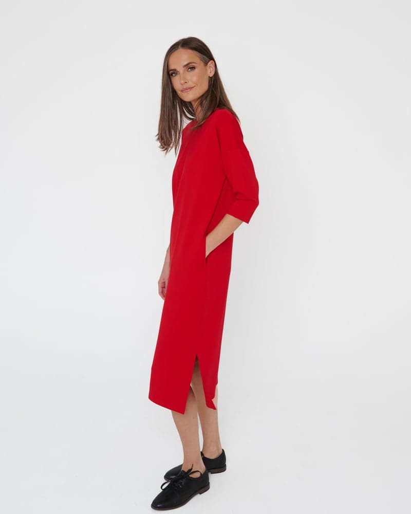 Hug Me All Day Dress in Red