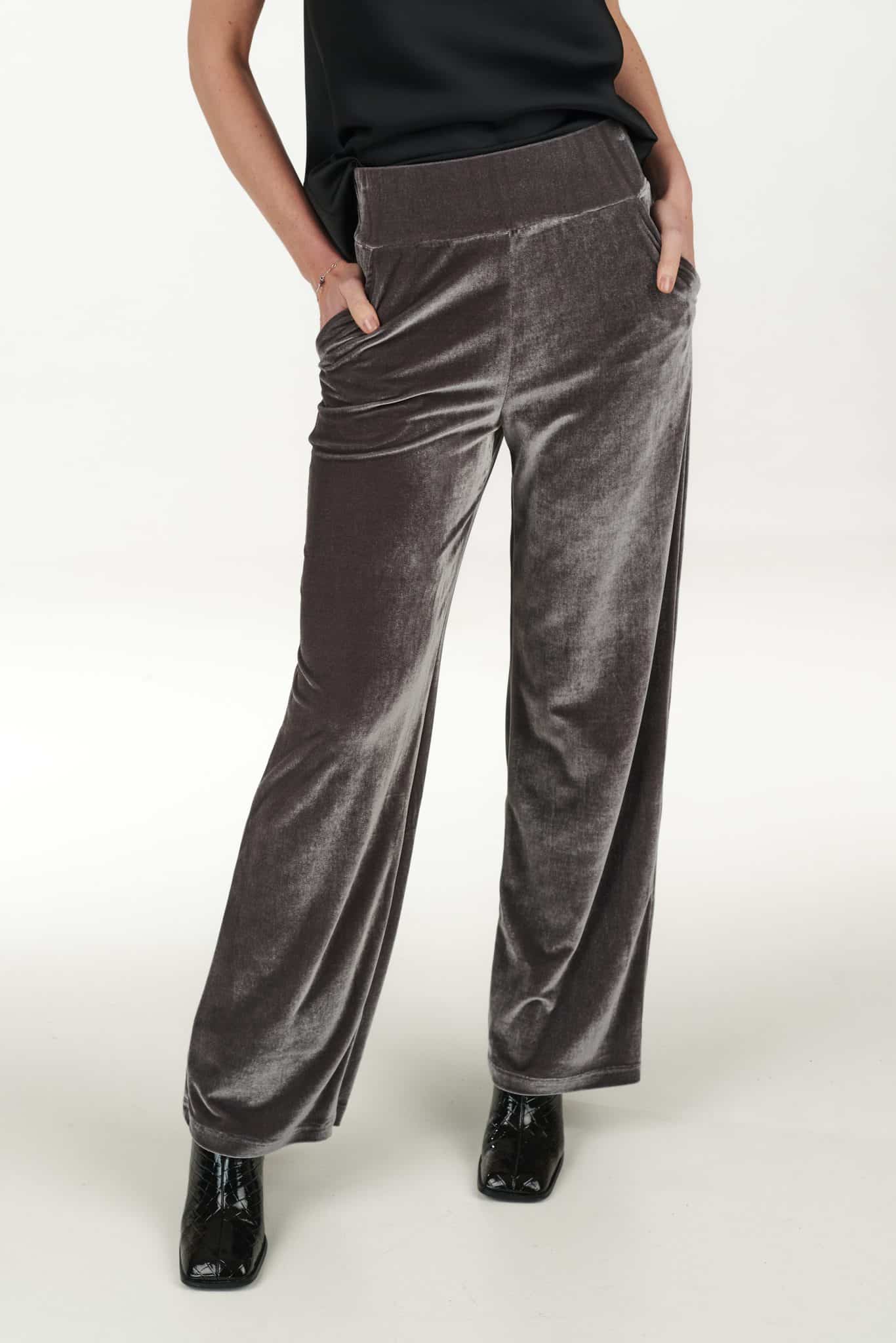 Shine Away Trousers in Silver Grey Velvet by UMU