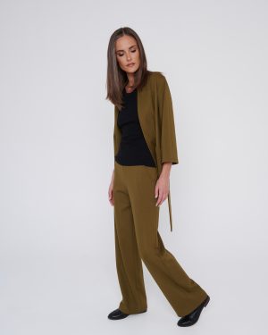 Oliivirohelised püksid Sleeky Wide Chic