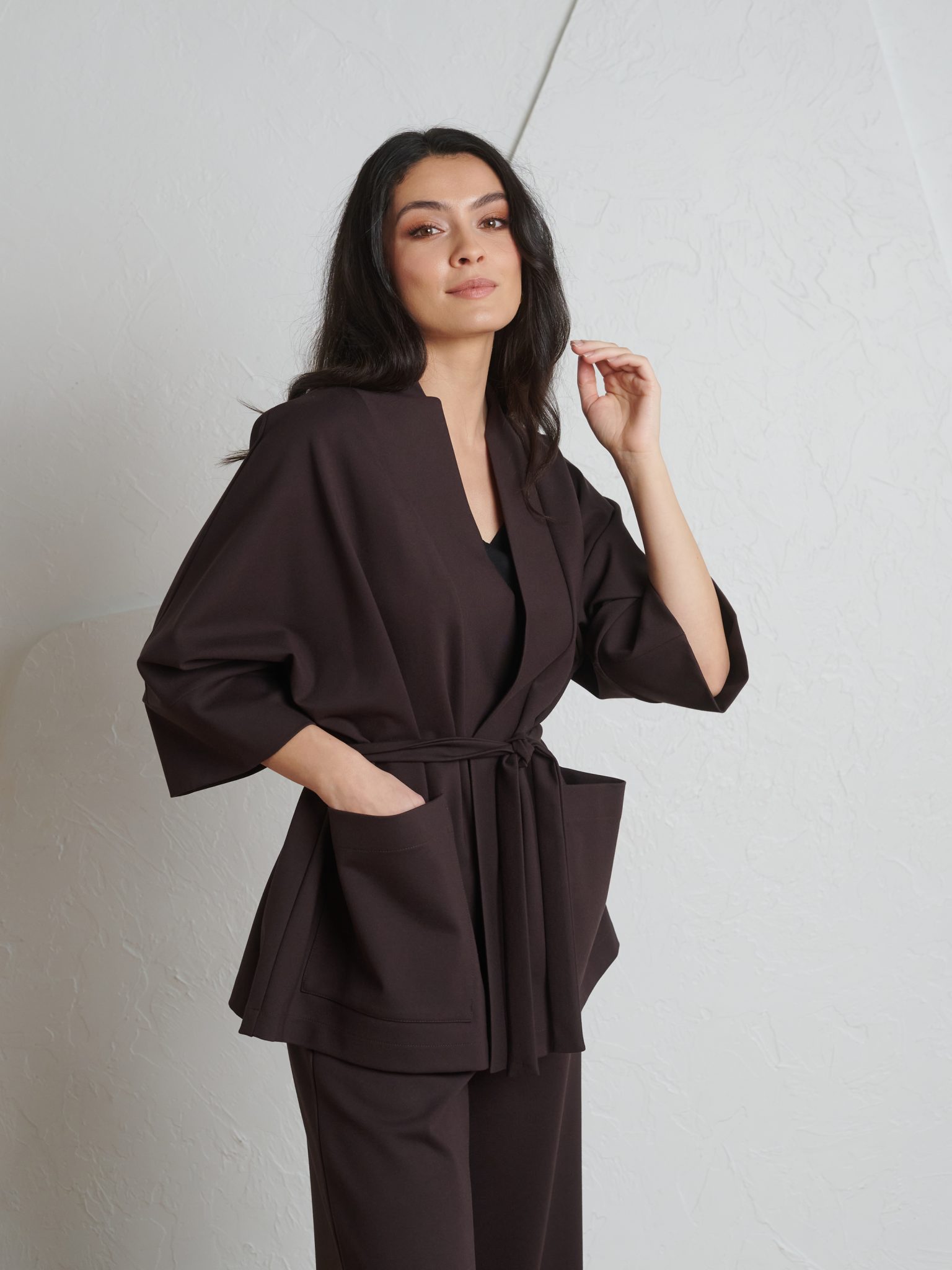 Coolest Vibes Kimono in Dark Brown