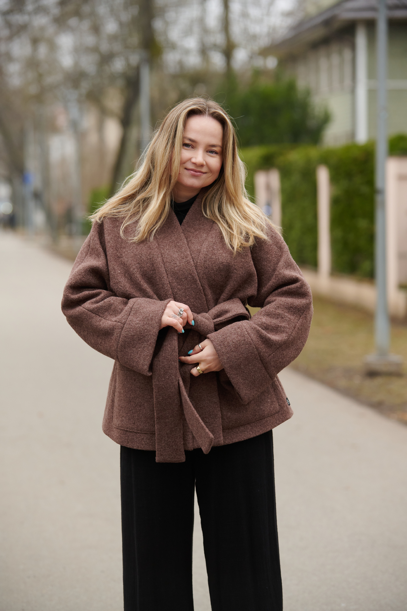 Pruun villabukleest jakk All Wrapped Up